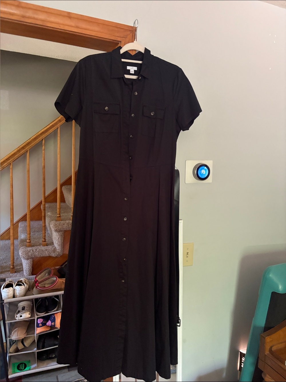 J. Jill Black Button-Front Maxi Shirt Dress - Picture 4 of 4